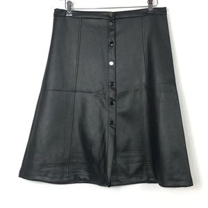 Jenna Rose Faux Leather Snap Button Front Skirt